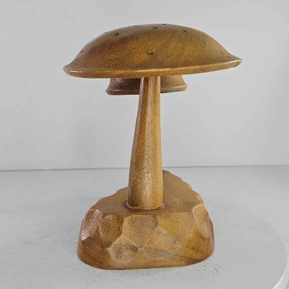 Vintage Genuine Monkey Pod Mushroom Wood Carved Toothpick Holder Philippines - Picture 4 of 9